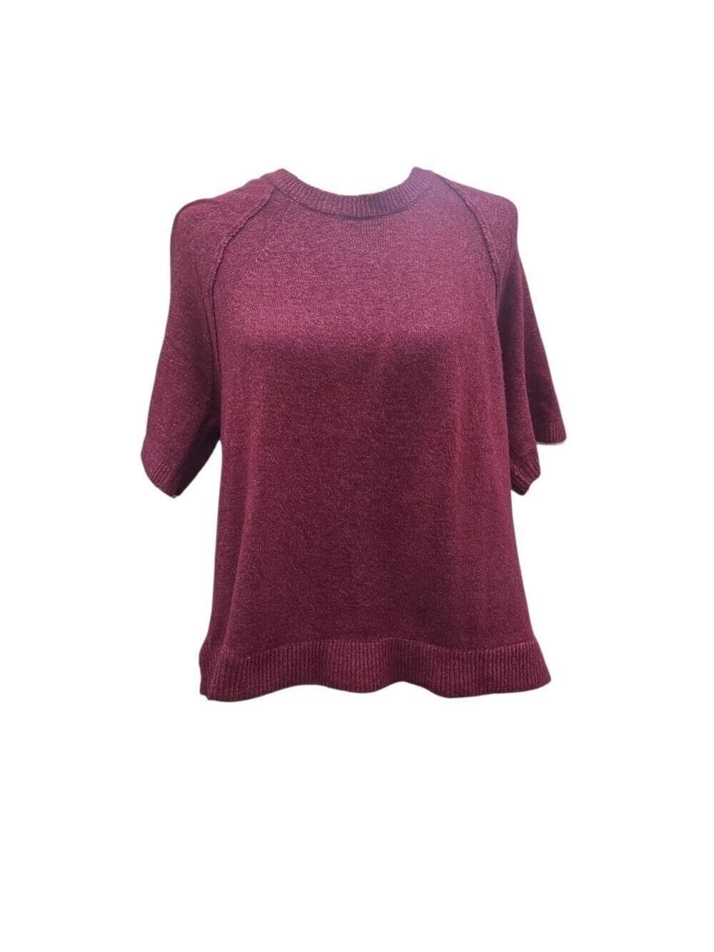 Design History Women's Short Sleeve Knit Top - Burgundy Rose T Shirt Lined
